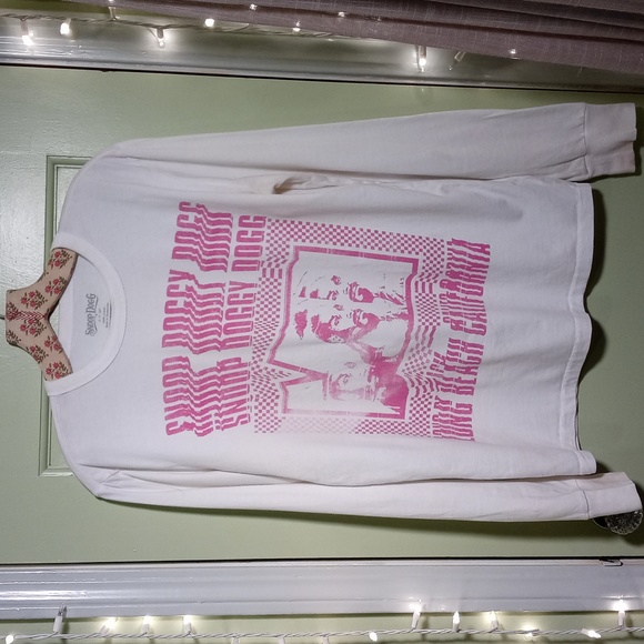 Women's Snoop Doggy Dogg LBC long sleeve pink white T-shirt 👕 Sm - Picture 1 of 5